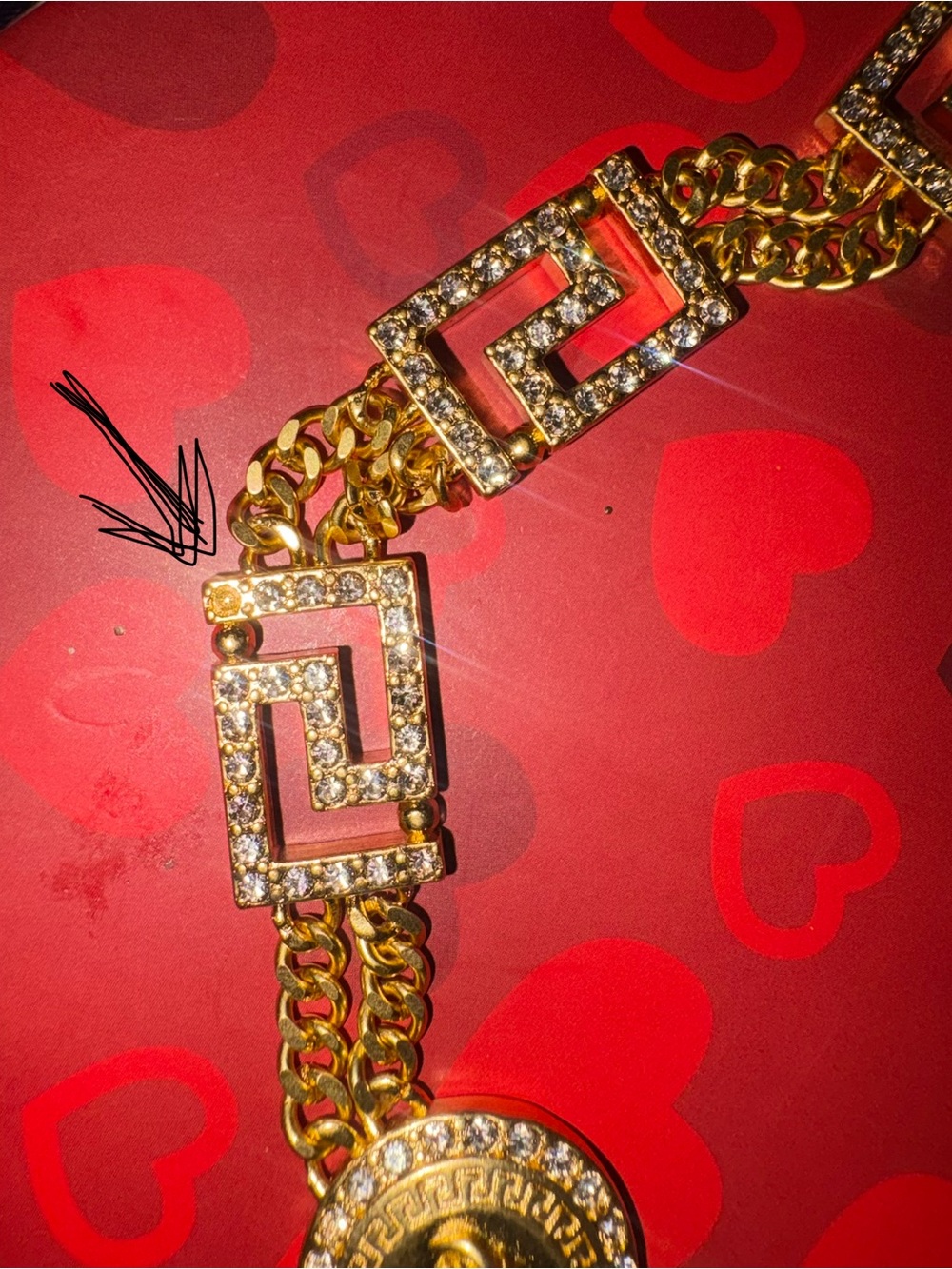 Versace Gold Medallion Greek Key Chain Necklace - Picture 6 of 6